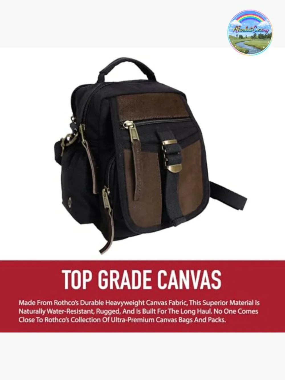Vintage Canvas & Leather Travel Shoulder Bag for Organizing Essentials